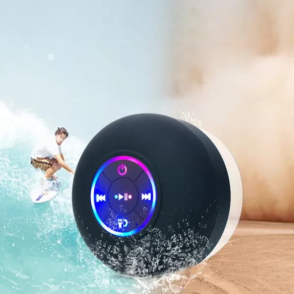 Портативная Bluetooth-колонка с присоской, водонепроницаемая, со светодиодной подсветкой