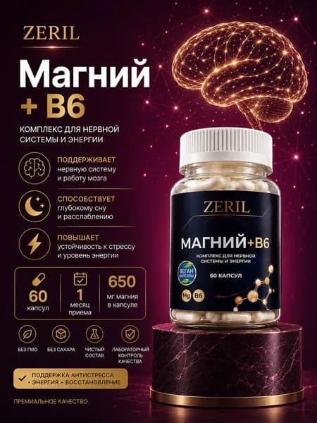 Магний В6 Хелат (бисглицинат) от стресса, нервов и усталости