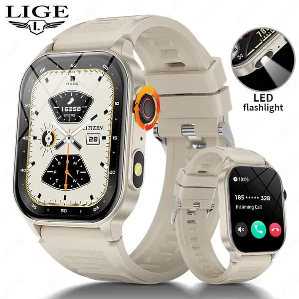 LIGE Смарт-часы, 48mm, Светло-бежевый