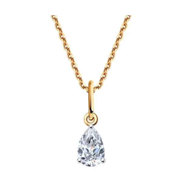 Золотая подвеска DIAMANT-ONLINE с фианитом 585 пробы