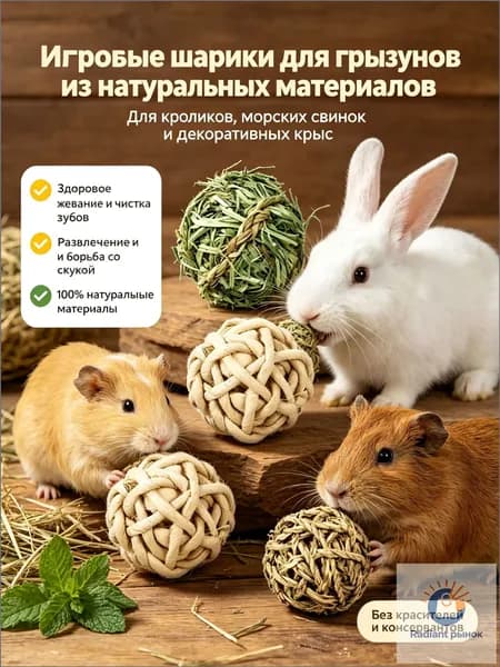 Игрушка для декоративного кролика / морской свинки, 3 шт.