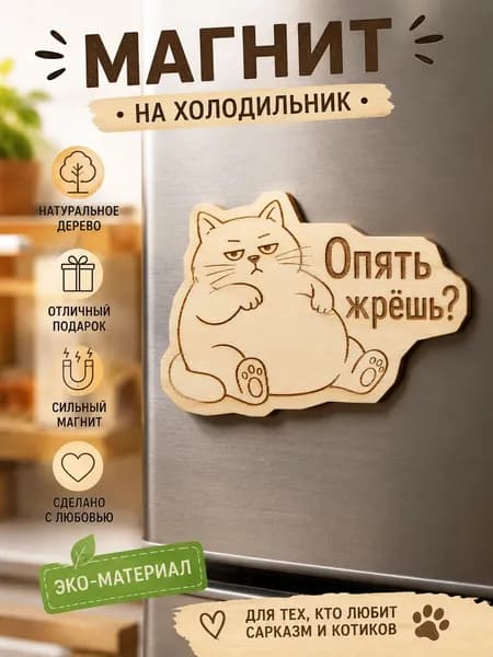 Магнит на холодильник "Опять жрёшь?"