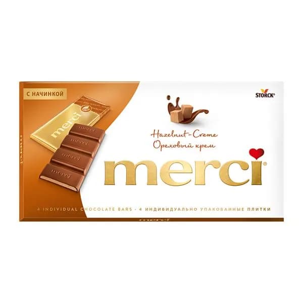 Шоколад молочный Merci ореховый крем 112г