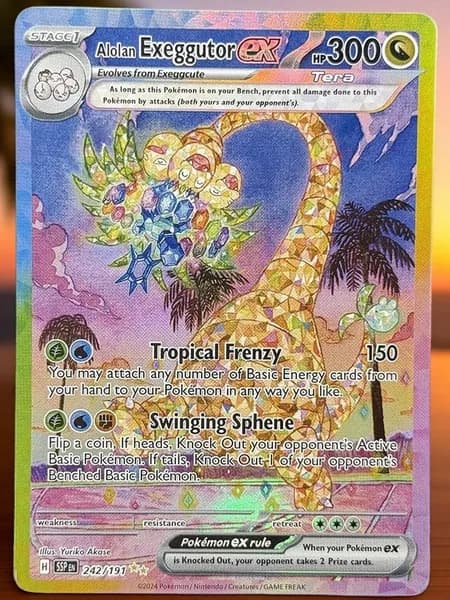 Портативные карты PKM X Настройка и прокси высококачественной Alolan Exeggutor ex Surging Sparks (SSP) #242
