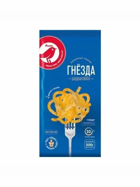 Макаронные изделия АШАН Красная птица Pappardelle Гнёзда 500 г