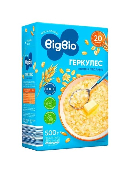 Хлопья Bigbio Геркулес овсяные 500гр - 3 шт