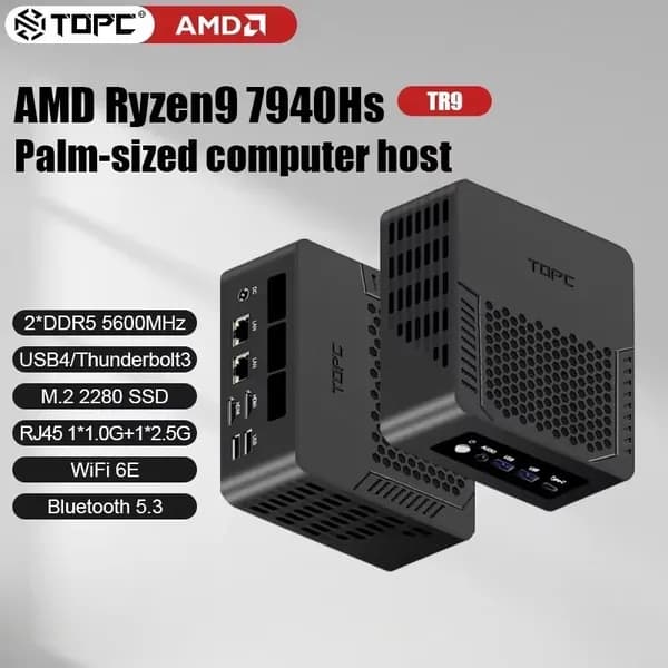 Мини-ПК (AMD Ryzen 9 6900HX, RAM Отсутствует, SSD 50 ГБ, AMD Radeon, Windows 11 Pro), SZBOX AMD R9 6900HX 0+0 TOPC, черный