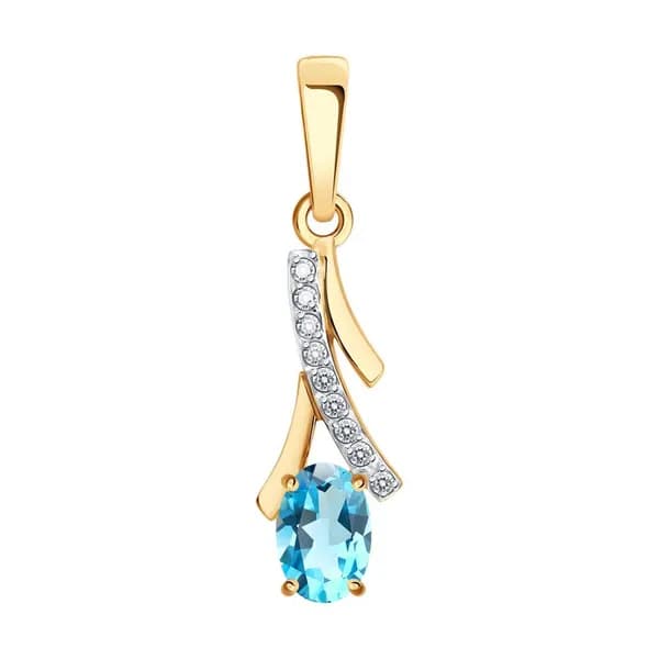 Золотая подвеска DIAMANT-ONLINE с топазом и фианитом 585 пробы