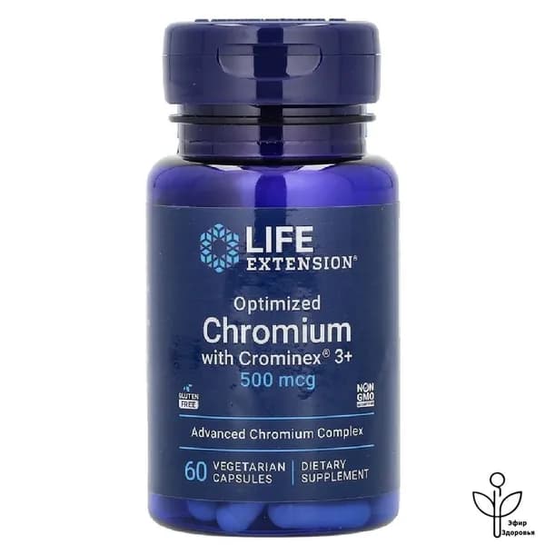 Оптимизированный хром с Crominex 3+, 500 мкг, 60 вегетарианских капсул