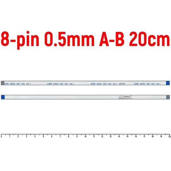 Шлейф тачпада для ноутбука Asus X550VB FFC 8-pin Шаг 0.5mm Длина 20cm Обратный A-B AWM 20624 80C 60V VW-1