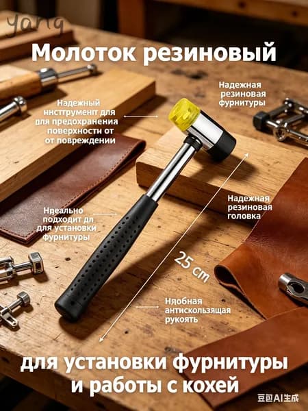 Молоток резиновый двусторонний 25 см, универсальный молоток для установки фурнитуры, работы с кожей и плитки