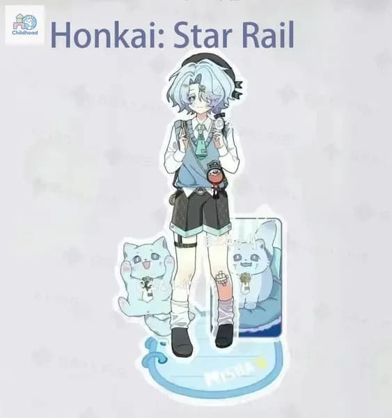 Фигурка Honkai: Star Rail, Акриловая подставка с Дань Хэнем и Мишей,темно-коричневый