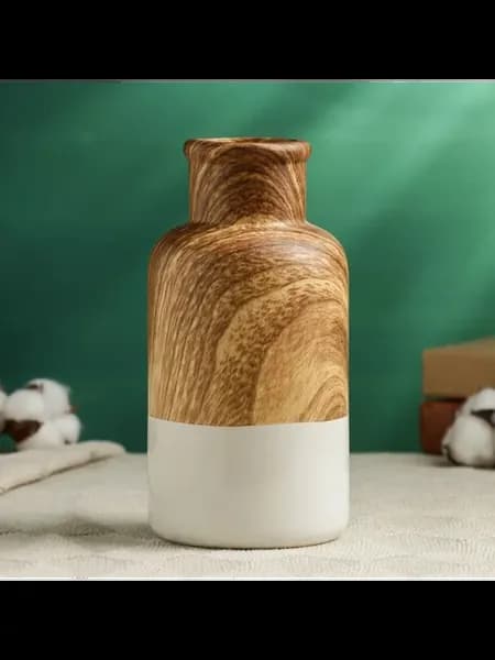 Керамическая ваза для цветов, 20 см, белая, коричневая