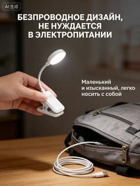Универсальный светильник на книгу на прищепке, регулируемая яркость, USB-лампа