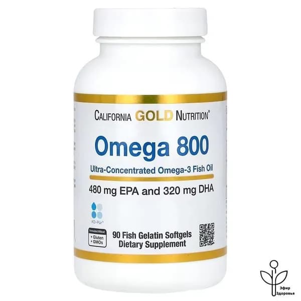 Omega 3 800 рыбий жир фармацевтической степени чистоты California GOLD Nutrition 90 шт./ Омега 3 Калифорния Голд нутришн/ Рыбий жир в капсулах премиального качества
