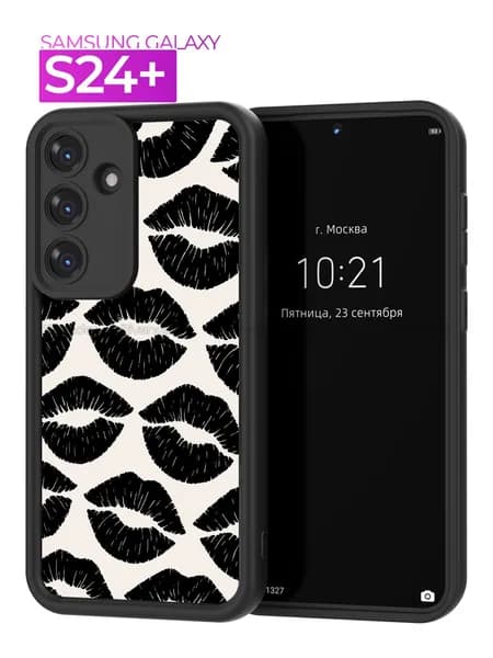 Чехол на Samsung Galaxy S24+ plus / Самсунг Галакси С24+ Плюс с принтом, Черные Губы
