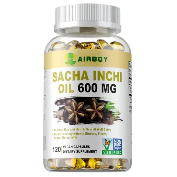 Капсулы Inca Inchi Blend, 600 мг на порцию, улучшают память и поддерживают здоровье кожи; подходят как для мужчин, так и для женщин.