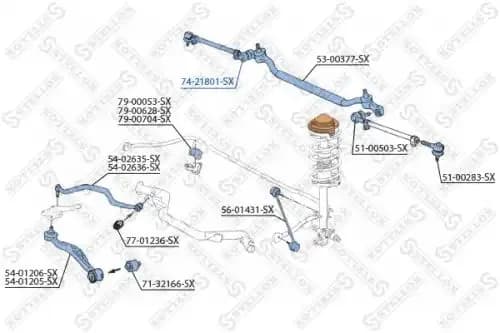 Втулка маятника bmw e34/e39/e32/e31/e38 1.8-5.0 86> 74-21801-sx stellox