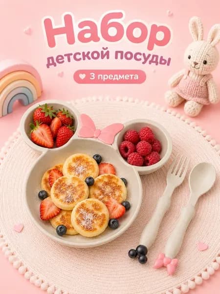 Набор детской посуды тарелка Микки Маус