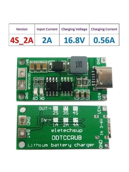 Многоэлементное литий-ионное зарядное устройство от 2S 3S 4S Type-C до 8,4 В 12,6 В 16,8 В, литиевая батарея 18650 7,4 В 11,1 В 14,8 В