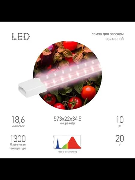Светильник FITO-10W-Т5-PL-Slim-GR розового свечения 10 Вт