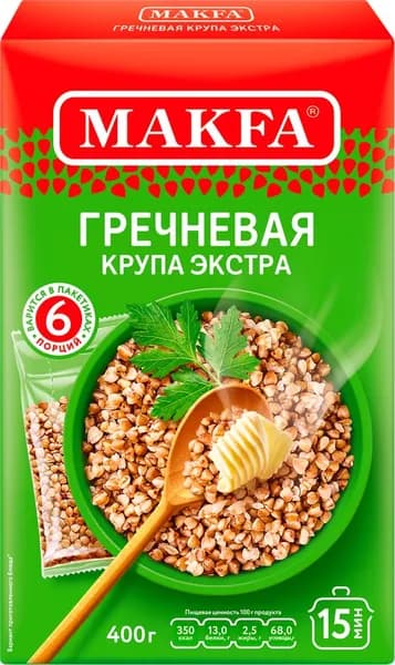 Крупа гречневая MAKFA Экстра в пакетиках, 6х66г, 400г