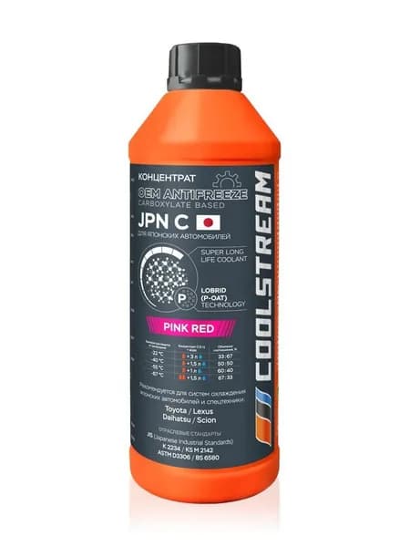 COOL STREAM CS011001RD Антифриз ANTIFREEZE JPN PINK RED готовый (красный) Toyota 1кг -40С