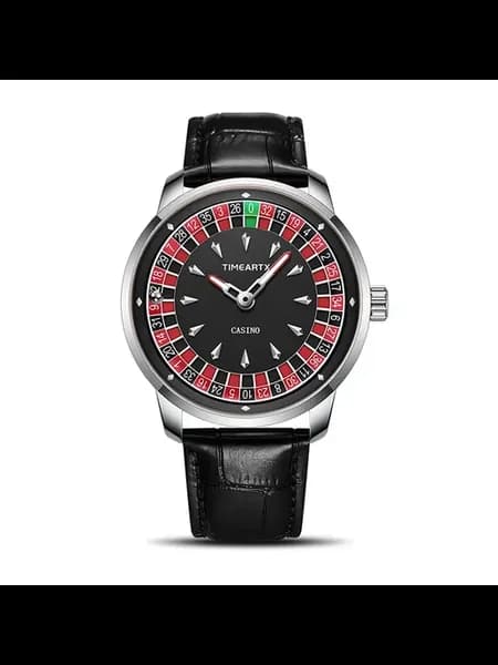TIMEARTX Мужские кварцевые часы из кожи в стиле рулетки HH-T