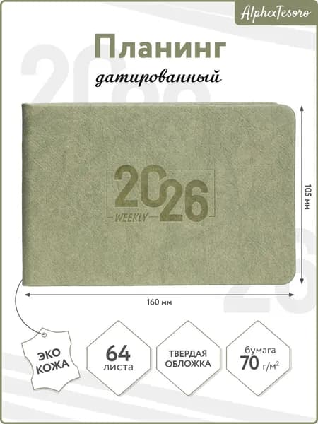 Датированный еженедельник ежедневник планинг 160х105мм 2026