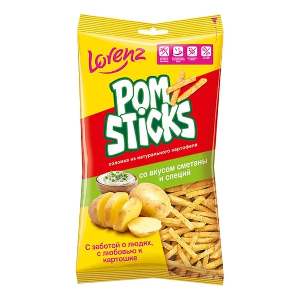 Чипсы картофельные Lorenz Pomsticks со сметаной и специями 100 г