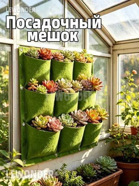 Мешок-горшок для растений 9 л, зеленый
