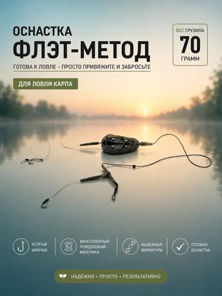 Оснастка/кормушка для рыбалки на карпа флэт метод, 70г.