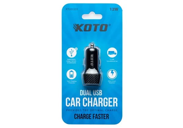 Автомобильная зарядка KOTO KTU01221, 12 Вт, USB 2шт.