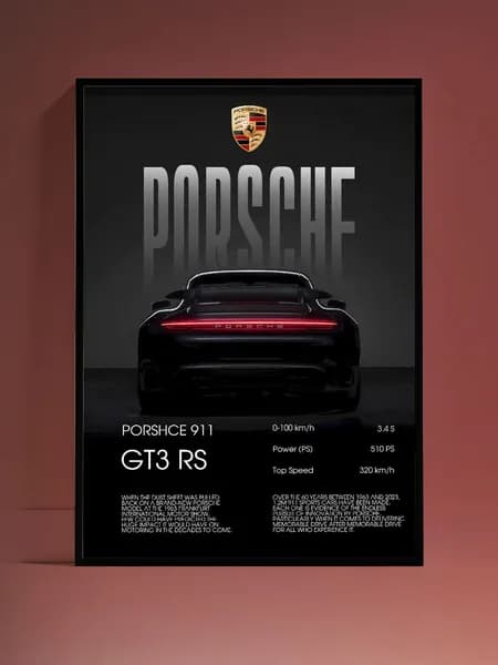 Стильный постер Porsche 911 без рамы (29,7х42см)