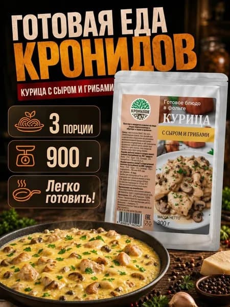 Курица с сыром и грибами Кронидов 300 грамм 3 упаковки
