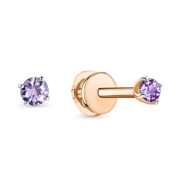 Серьги женские с аметистами из красного золота 375 пробы 585GOLD
