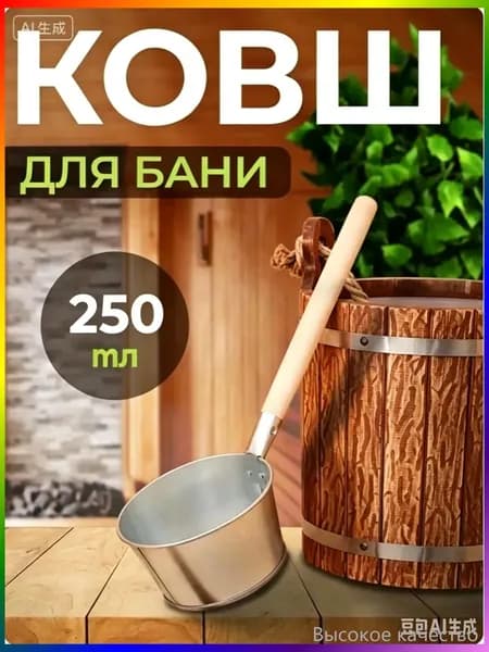 Бондарное изделие для бани Ковш для бани, 0.25 л
