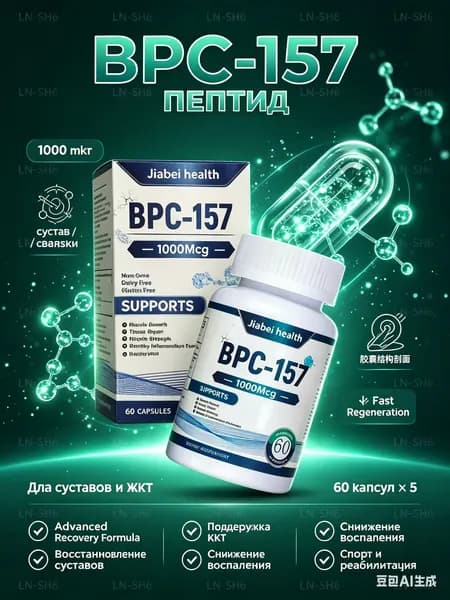 BPC-157 капсулы 1000мкг для суставов и связок 300шт восстановление ЖКТ и регенерация тканей поддержка после спорта и травм