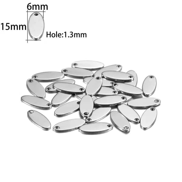 Брелок-подвеска для бирки из нержавеющей стали, овальный, 6*15mm, 20 шт, Цвет серебро