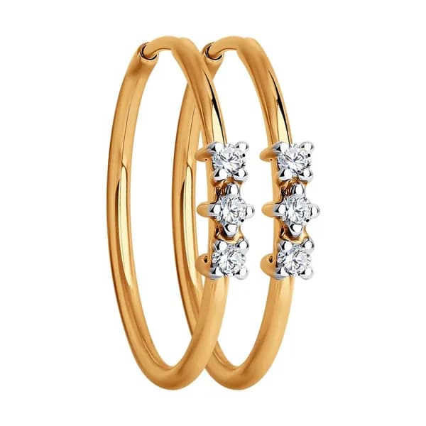 Золотые серьги DIAMANT-ONLINE с фианитом 585 пробы