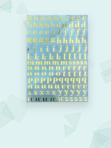 Наклейки металлизированные с блестками, буквы A-Z, - 15