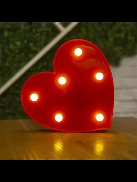 Светодиодный ночник буквы и цифры 16 см Red Heart
