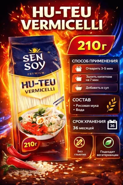 Вермишель рисовая SEN SOY Premium Hu-Teu, 200г