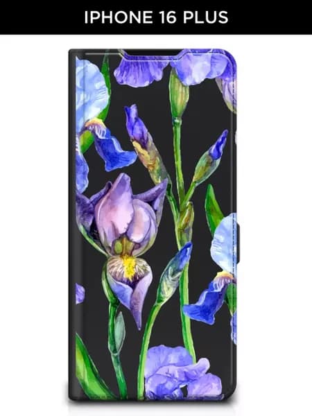 Чехол книжка на iPhone 16 Plus с цветочками