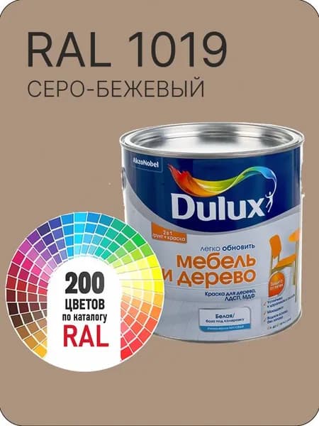 Краска для мебели и дерева цвет серо-бежевый Ral 1019 0.8 л.