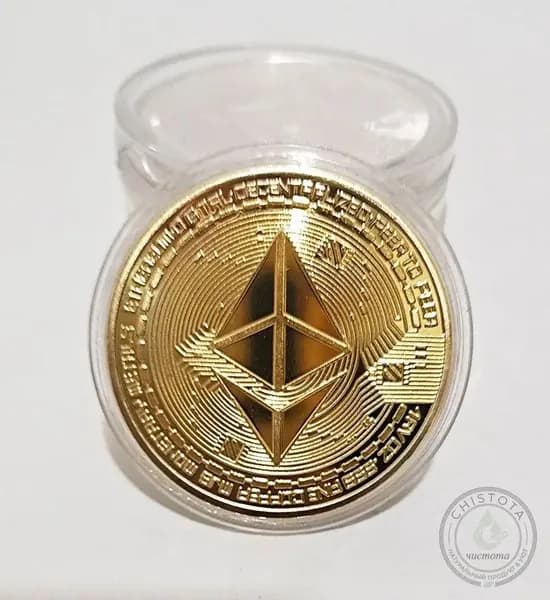 Памятная монета Ether Coin,40X2,5 мм,золотой