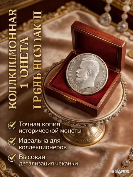 Монета 1 рубль серебром 1895 года, Николай 2 "под старое серебро" - 1 штука
