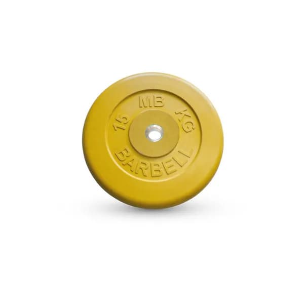 Диск обрезиненный MB Barbell d 26 мм цветной 15,0 кг (жёлтый)