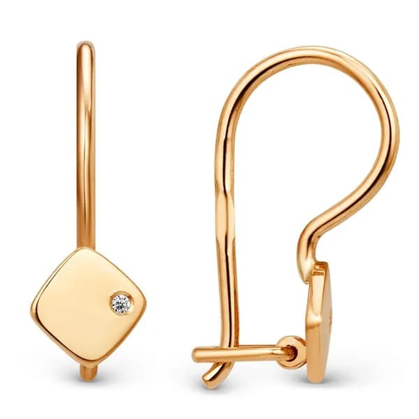 Серьги детские с фианитами из красного золота 585 пробы 585GOLD