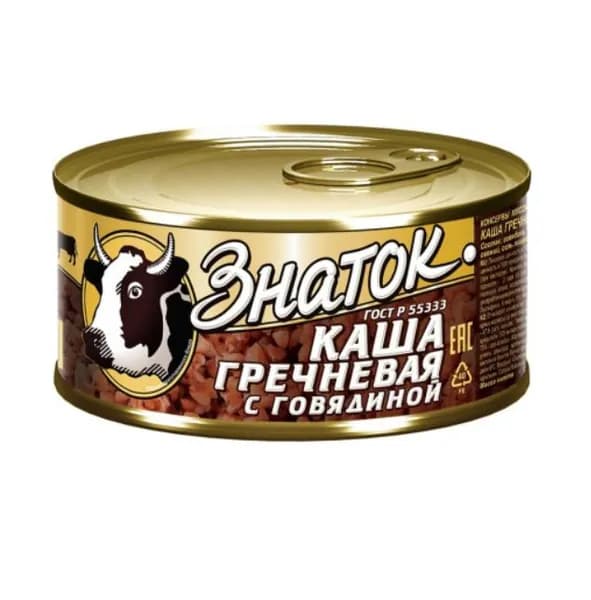 Знаток Каша гречневая с говядиной Гост, 325 г